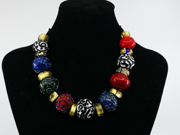 Venice inspired hollow bead lampwork necklase with 24 carat gold foil beads. - Image 8