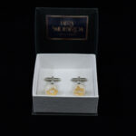 Ivory color cufflinks with 24 carat gold foil
