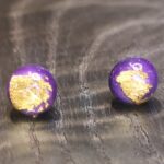 Gorgeous Violet and Gold stud earrings made by Laura Šmideberga.