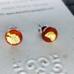 Milk chocolate color stud earrings with 24carat gold