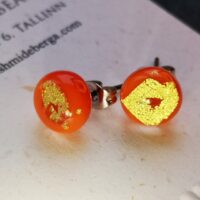 Orange stud earrings with 24carat gold - Image 4