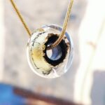 Black big hole glass bead with 24carat gold