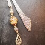 Small bookmark with silver glass bead
