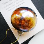 Transparent light purple and silver glass Christmas ornament