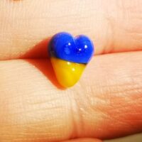 Little hearts stud earrings symbolizing the colors of the Ukrainian flag  50 % of income from each sold item will be donated to support Ukrainian people suffering form war. - Image 5