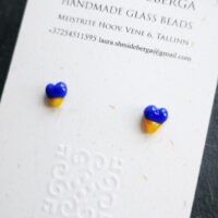 Little hearts stud earrings symbolizing the colors of the Ukrainian flag  50 % of income from each sold item will be donated to support Ukrainian people suffering form war.