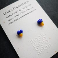 Little hearts stud earrings symbolizing the colors of the Ukrainian flag  50 % of income from each sold item will be donated to support Ukrainian people suffering form war. - Image 2