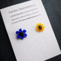 Cornflower and sunflower stud earrings symbolizing the colors of the Ukrainian flag  50 % of income from each sold item will be donated to support Ukrainian people suffering form war. - Image 4