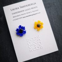 Cornflower and sunflower stud earrings symbolizing the colors of the Ukrainian flag  50 % of income from each sold item will be donated to support Ukrainian people suffering form war. - Image 5