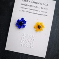 Cornflower and sunflower stud earrings symbolizing the colors of the Ukrainian flag  50 % of income from each sold item will be donated to support Ukrainian people suffering form war. - Image 2