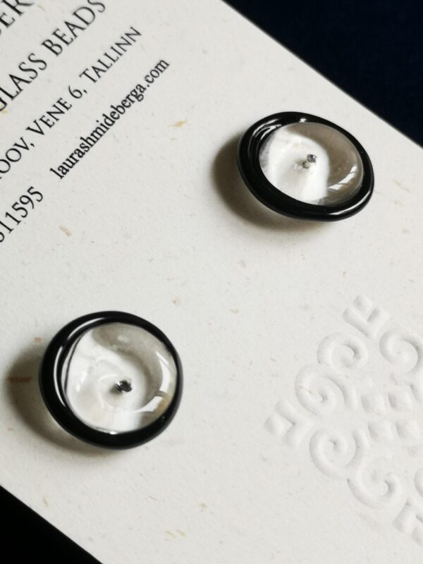 "Light traps" stud earrings with black border 18mm diameter