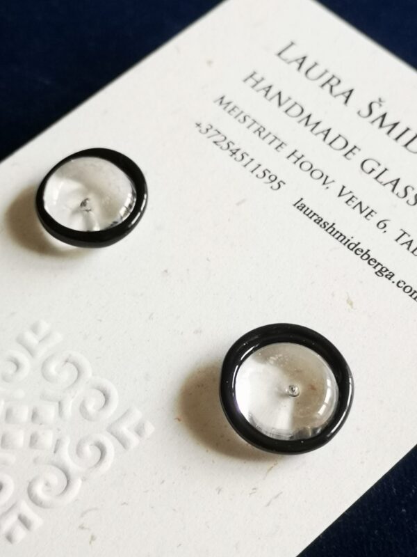 "Light traps" stud earrings with black border 18mm diameter - Image 2