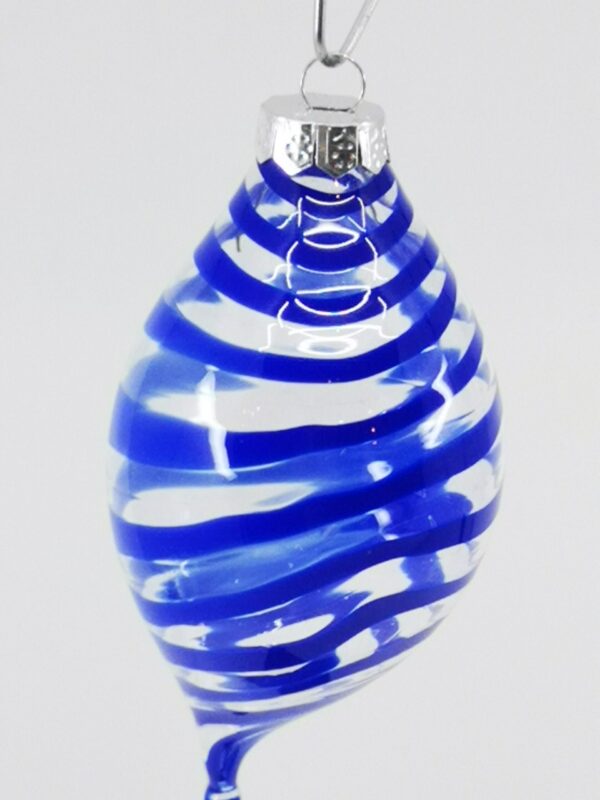 Cobalt blue transparent filigrano glass cone shaped Christmas ornament - Image 8