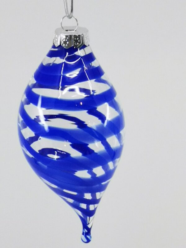 Cobalt blue transparent filigrano glass cone shaped Christmas ornament - Image 7