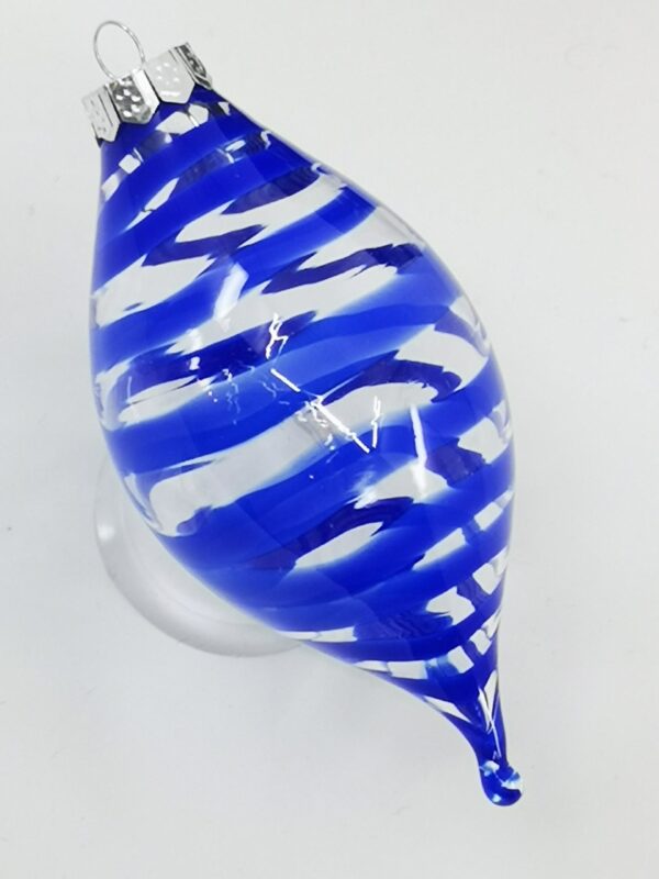 Cobalt blue transparent filigrano glass cone shaped Christmas ornament - Image 6