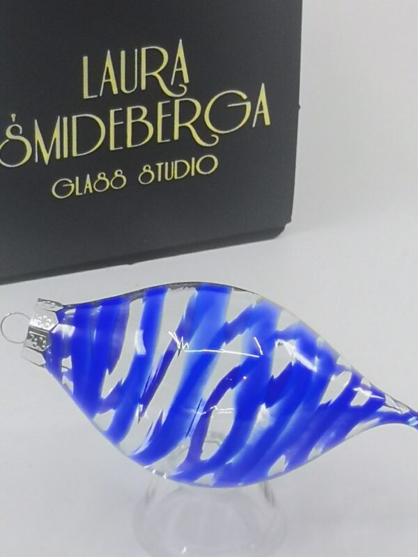 Cobalt blue transparent filigrano glass cone shaped Christmas ornament - Image 5