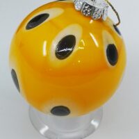 Yellow ivory and silver glass Christmas bauble ornament with dots