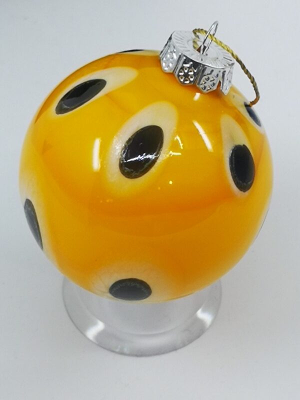 Yellow ivory and silver glass Christmas bauble ornament with dots