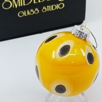 Yellow ivory and silver glass Christmas bauble ornament with dots - Image 5