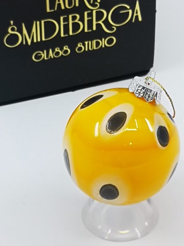 Yellow ivory and silver glass Christmas bauble ornament with dots - Image 5