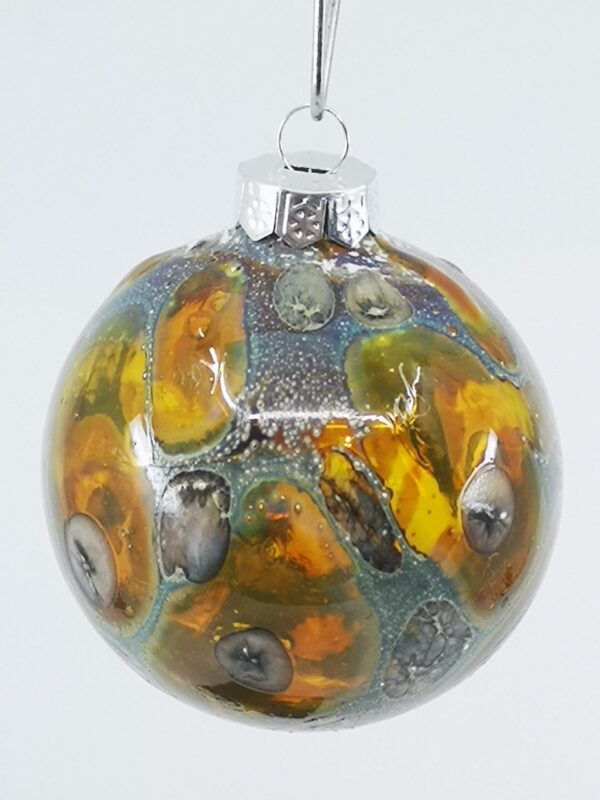 Amber space and galaxies Christmas ornament made of glass, sterling silver and gold - Image 2