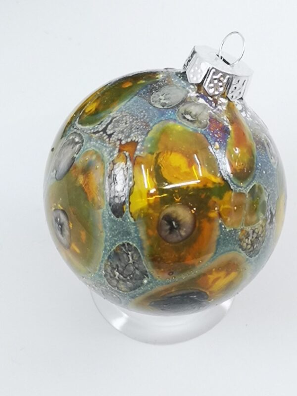 Amber space and galaxies Christmas ornament made of glass, sterling silver and gold - Image 3