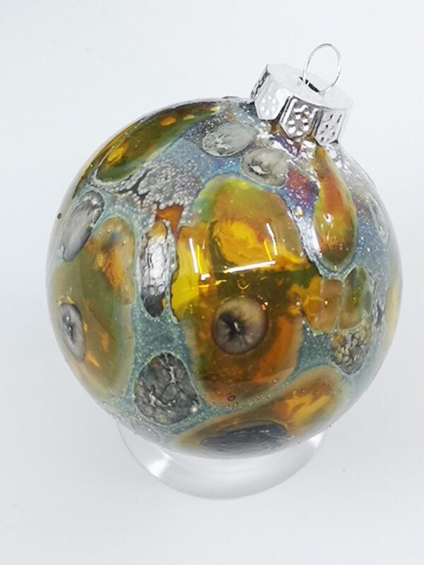 Amber space and galaxies Christmas ornament made of glass, sterling silver and gold - Image 4