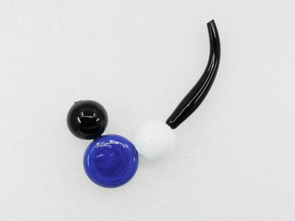 Assimetrical blown glass bead necklace in colours of Estonian flag - Image 2