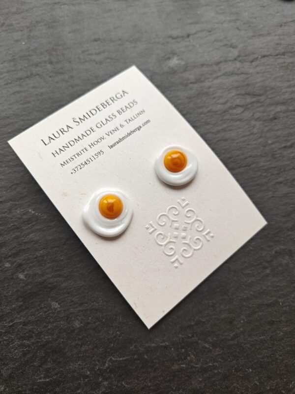 "Sunny side up" egg shape stud earrings - Image 4