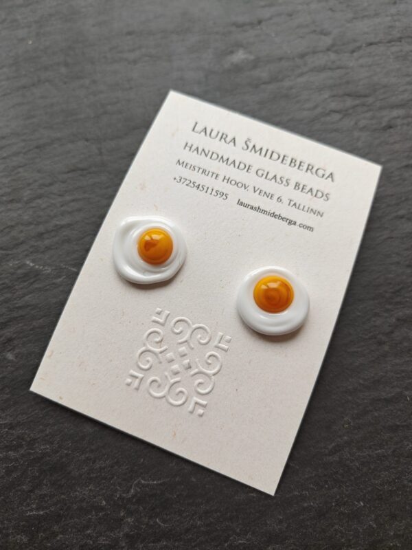 "Sunny side up" egg shape stud earrings