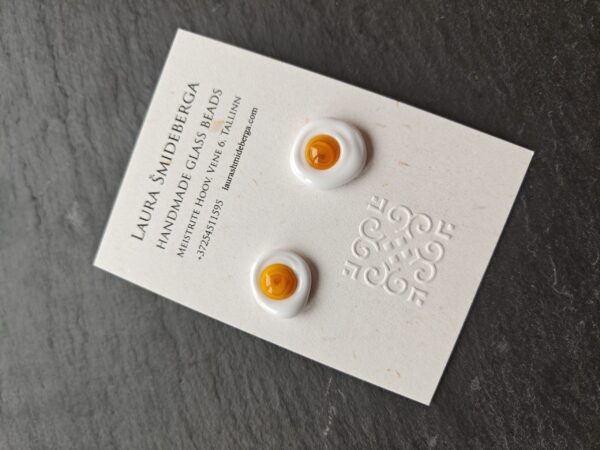 "Sunny side up" egg shape stud earrings - Image 5