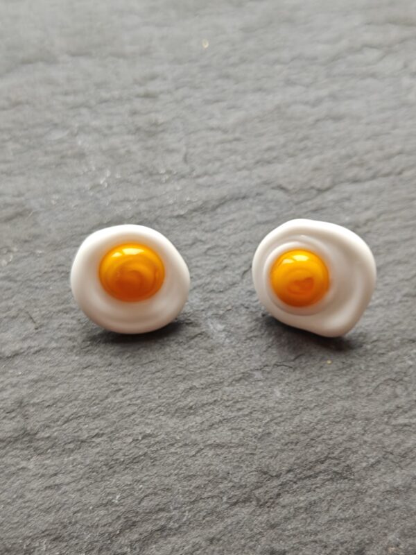 "Sunny side up" egg shape stud earrings - Image 2