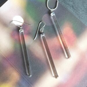 Clear transparent glass rod earrings